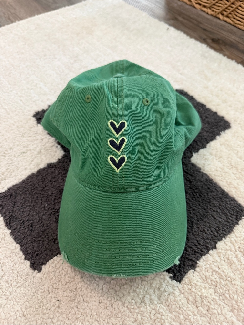 aerie Green Baseball Cap with Triple Heart Accent